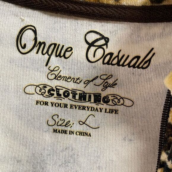 NWT Onque Casuals Animal Print Zip Up Jacket, Size L, Color: Rum Raisin - Picture 5 of 7